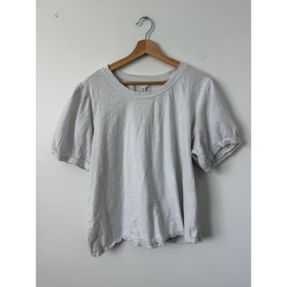 Time and Tru Women's White Puff Sleeve T-Shirt Blouse – Size XXXL